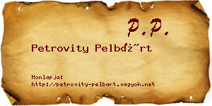 Petrovity Pelbárt névjegykártya